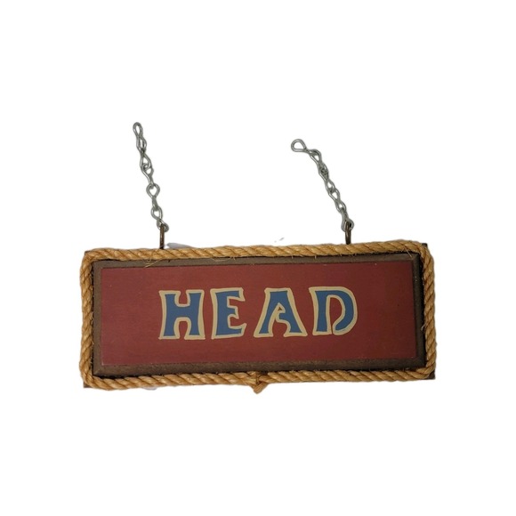 Decorated Originals Other - VTG Nautical Wood "HEAD" Sign – Rustic Decor Coastal Rope Bathroom